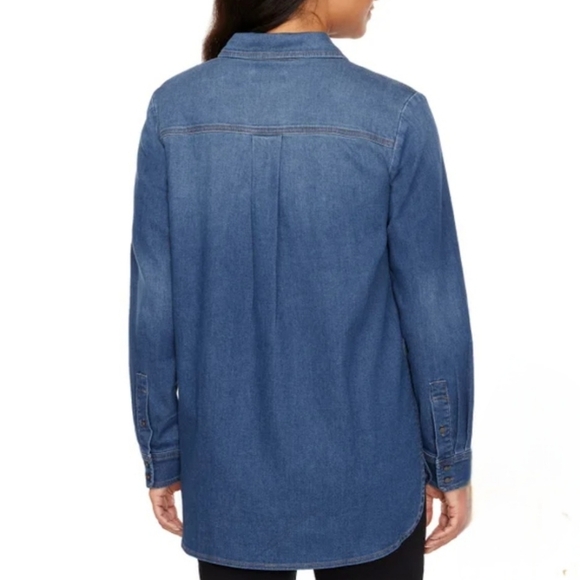 Buffalo David Bitton Denim Shirt Women's Small Blue Jean Stretch Tunic Blouse - Picture 2 of 12